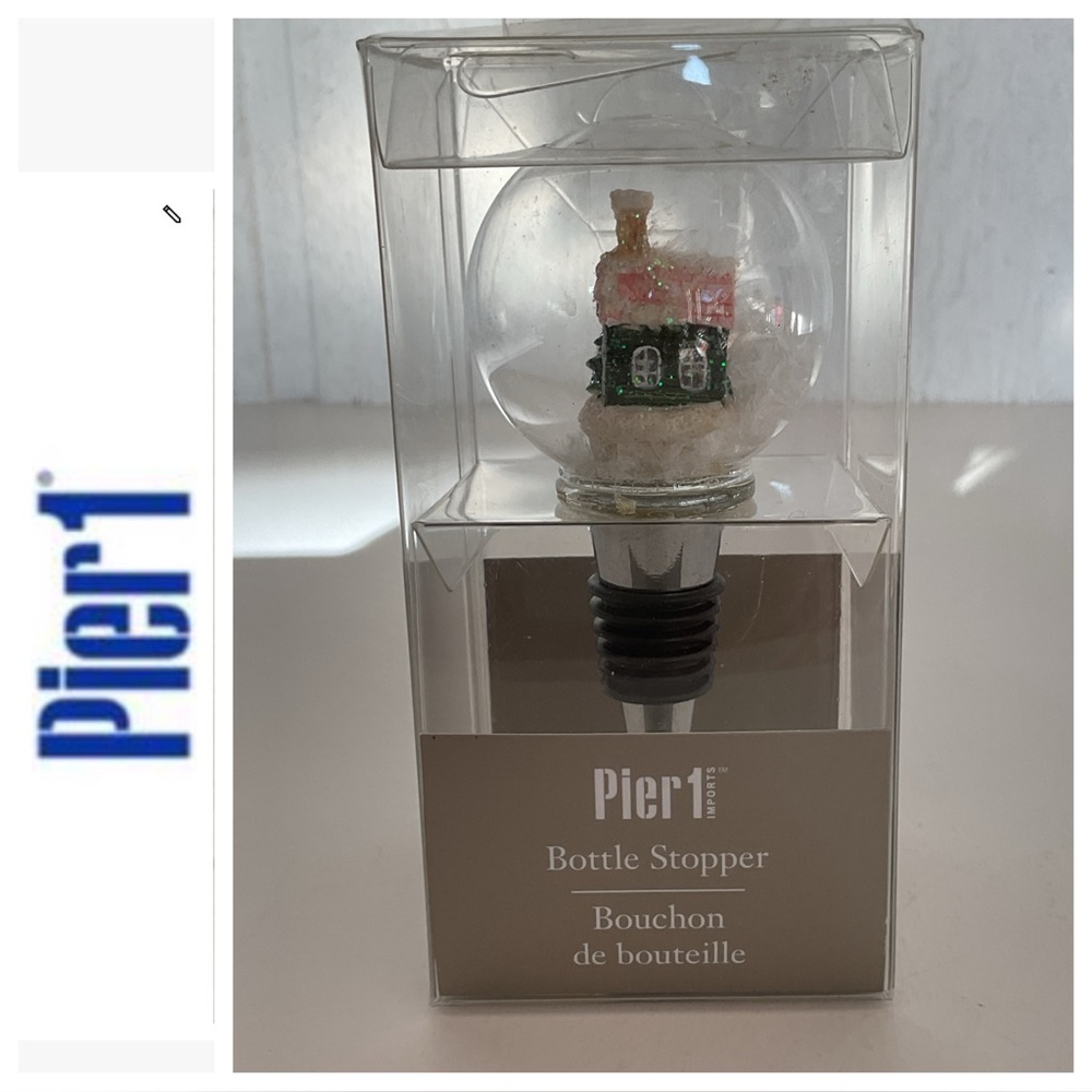 Pier 1 Snow Globe Bottle Stopper NWT